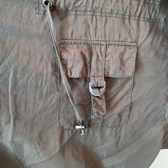 Dalia Anorak Jacket SZ 3X Olive Green Drawstrings Open Front Stretchy Lined - Picture 4 of 14